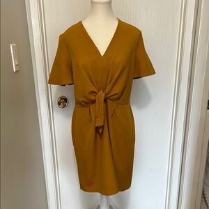 Dex Mustard V-Neck Mini Dress